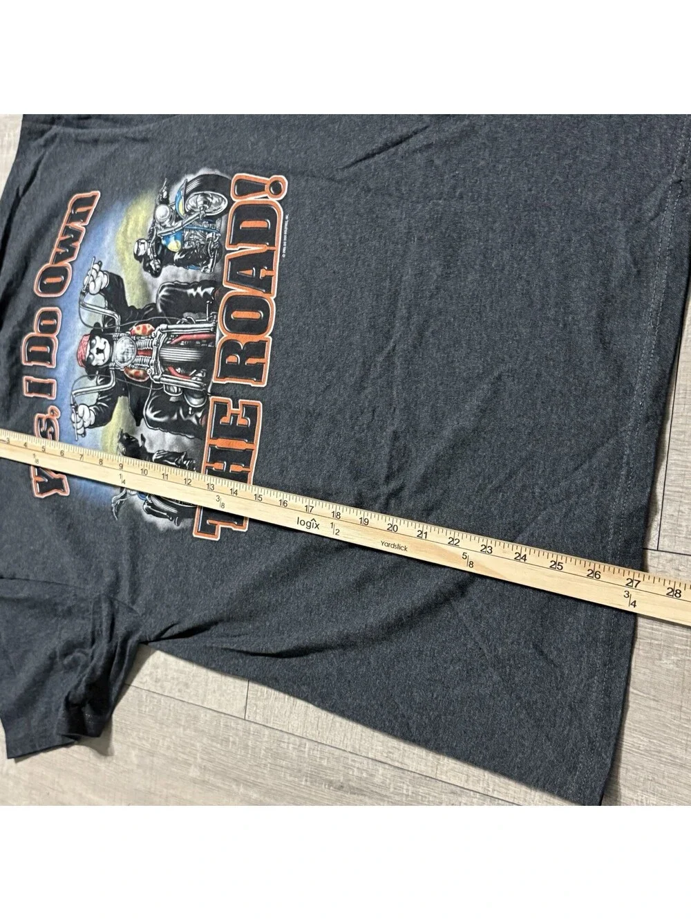 Vintage 2006 Big Dogs Yes I Do Own The Road Biker Motorcycle Y2K Gray Shirt Men - Picture 9 of 9